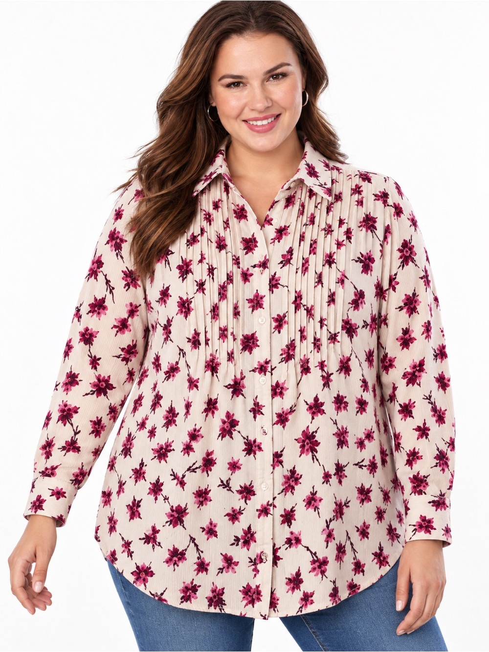 NWT 18/20 corduroy floral shirt long sleeve